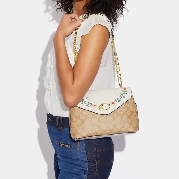 Copied - New Coach Tammie Shoulder Bag Signature Canvas Floral Whipstitch - Picture 10 of 11